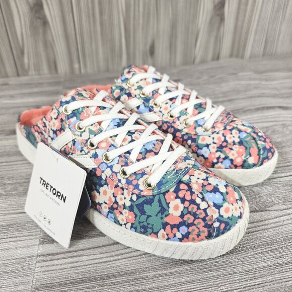 Tretorn Easy Nylite Canvas Sneaker Slip On Mules Liberty Floral Women's Size 8.5 - Picture 1 of 13